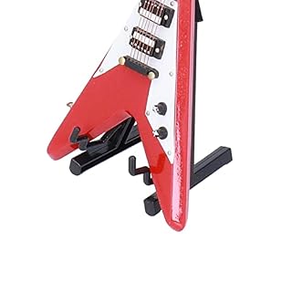 Agatige Guitare Miniature en Bois, modèle de Guitare électrique Rouge V Mini modèle de Guitare avec Support pour… - Les Beatles, Paul McCartney, John Lennon, RIngo Starr, George Harrison Agatige Guitare Miniature en Bois, modèle de Guitare électrique Rouge V Mini modèle de Guitare avec Support pour… – Image 3