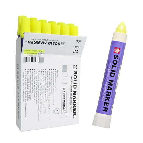 Sakura Solidified Paint Solid Marker (Box of 12), Fluorescent Lemon, XSC-302