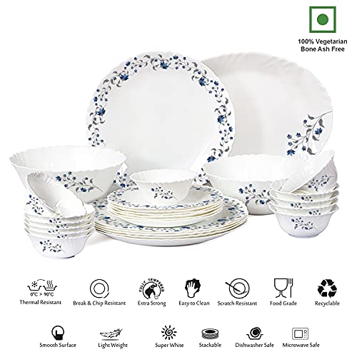 Image of Cello Opalware Imperial Vinea Opalware Dinner Set, 27 Pieces, White