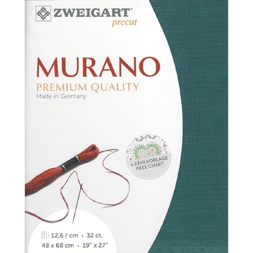 Tissu de comptage Zweigart Murano bleu pétrole pour réussir vos motifs de broderie denses