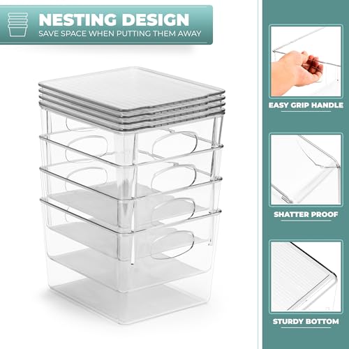 Sorbus Medium Plastic Storage Bins with Lids (8 Pack) – Clear Bins for Kitchen, Pantry, Fridge, Cabinet, and Refrigerator Organization – Stackable Storage Containers - Image 6