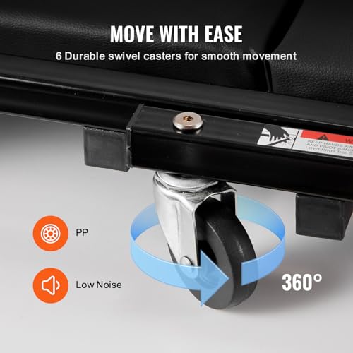 VEVOR Werkstatt Rollbrett Montagerollbrett Werkstatthocker 2 in 1 Montageliege 1016 mm lang, rollender zusammenklappbarer Mechanikerrollstuhl mit 6 Universalrädern gepolstertem Sitz, für die Garage