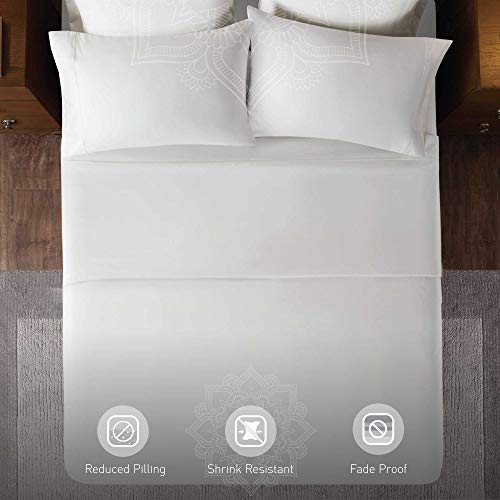 1000 Thread Count White California King Sheet Sets Deep Pocket | Fits 16"-20" Thick Mattress | Sateen Soft Cotton Grown In India, 4 Pc Bed Sheets - Fitted, Flat & 2 Pillow Cases (Natural White) #TOP3