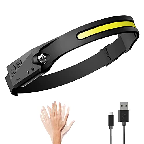 Produktfoto von SuperFire Stirnlampe LED Wiederaufladbar 230° Breitstrahl Kopflampe mit Bewegungssensor, 5 Lichtmodi Leicht&hellip;