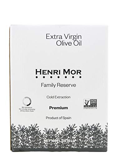 Henri Mor Family Reserve 2020 Harvest Arbequina - 5 Liter / 169 Ounce Bag in Box - Spanish Extra Virgin Olive Oil White Box