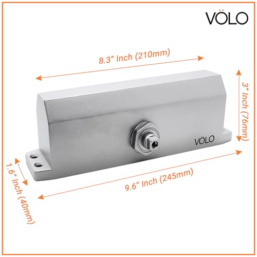 Image of Volo Automatic Hydraulic Double Speed Aluminium Door Closers Premium Heavy Duty for Residential /Commercial Purpose with Fitting Set (Color Silver) (Heavy Door Closer 150Kg)