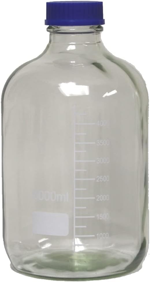 Karter Scientific 5000ml Glass Round Media Storage Bottles with GL60 Screw Cap, 3.3 Borosilicate, (Case of 4)