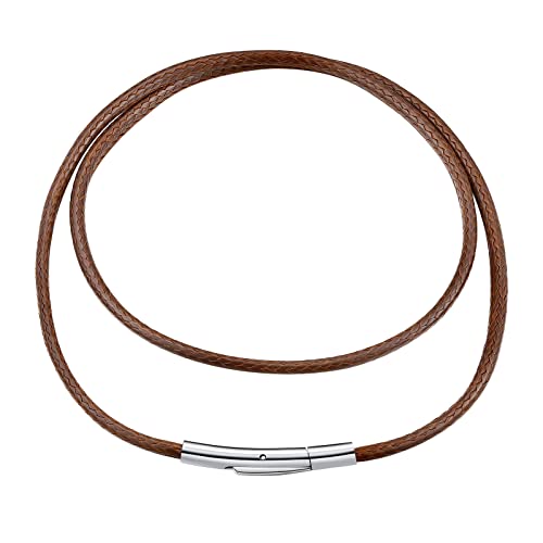 FindChic Colliers Cuir Cordon en Collier pour Pendentif Femme Homme Chaîne Noir/Marron Ras de Cou Épaisseur 2/3mm Waterproof Boutton Rotatif avec Fermoir...