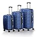 Juskys® Hartschale Kofferset Reisekoffer 3 teilig - Zahlenschloss, geräuscharme 360° Rollen groß, Teleskopgriff, leicht - Koffer in Blau