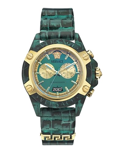 Versace Icon Active Collection Luxury Mens Watch Timepieces with a Blue Strap, Case and Dial