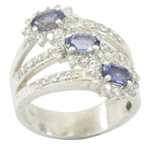 Bague bleue en argent sterling 925 authentique par RIYO pierre précieuse