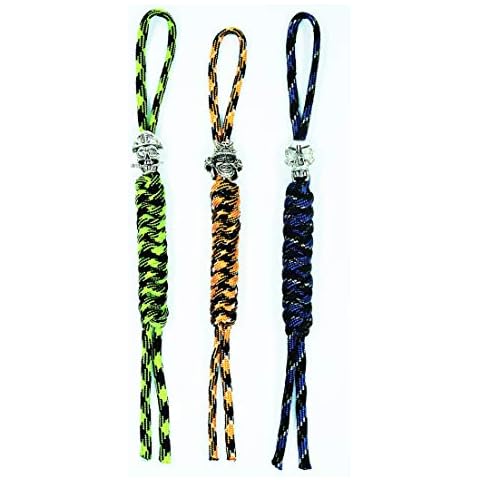 Paracord Knife Lanyard with Alloy Skull Beads,Handcrafted Lanyards Pendant for EDC Pocket Knife/Folding Knife/Outdoor Gear/Zipper Pulls/Survival Key-Chain/Cell,Pack of 3 Cover