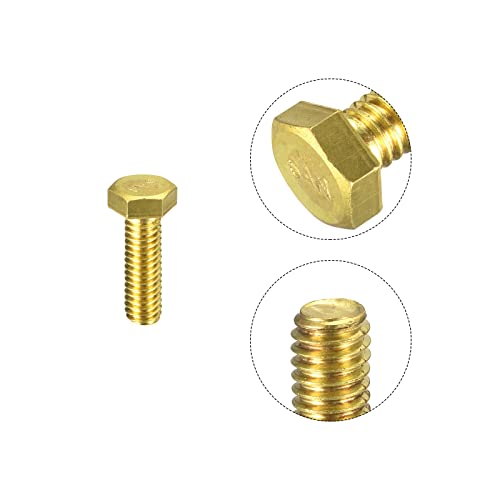 Image of uxcell Brass Hex Bolts, 5 /16-18x1 1pcs Fully Thread Grade 4.8 Solid Brass Hexagon Head Bolt Machine Screws for Machinery