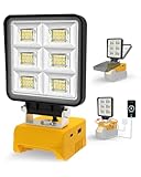 T-SUN Rechargeable LED Work Light, Portable Work Light Compatible with Dewalt 20V Battery, Cordless Flashlight Flood Light 52W 5200LM with USB &Type C Charger Port for Workshop, Garage Repair (1 Pack)