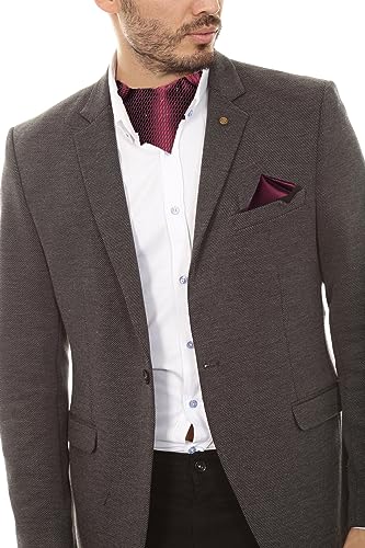 Image of DiBanGu Mens Silk Ascot Ties Paisley Jacquard Woven Cravat and Pocket Square Cufflinks with Lapel Pin for Business Wedding