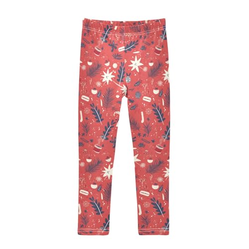 Merry Christmas Snowflake Red Hoho Kids Baby Girls Cotton Leggings Stretchy High Waisted Pants Sports