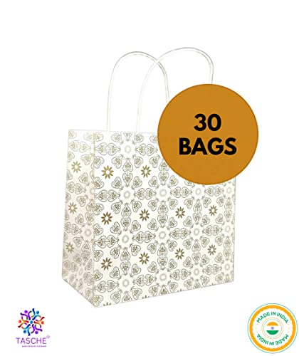 Image of TASCHE Golden Love Symboles Design Bag for Return Gift, Small Presents, Weddings, Birthday, Holiday Presents (Size 8 X 8 X 4 Inch | Pack of 30)