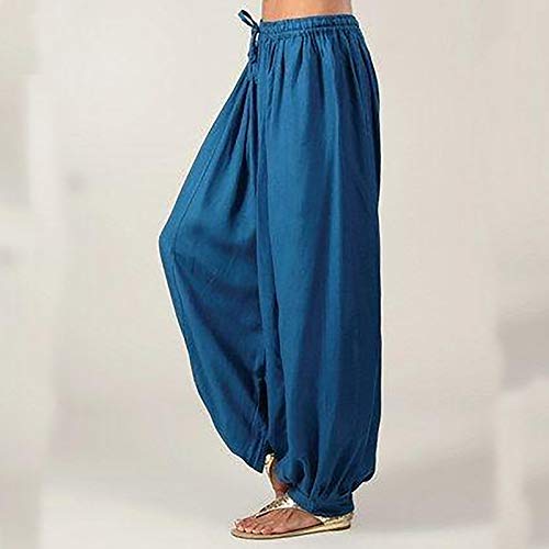 Pantalon harem solid pants color ample à taille élastique souple - 2