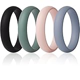 ThunderFit Silicone Anniversary Rings for Women, 5.5mm Wide, 2mm Thick, Wedding Rubber Bands, Variety Multipack 1-12
