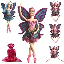 Boneca Silicone Fada Bailarina Pernas Arituculada Com Papel de presente