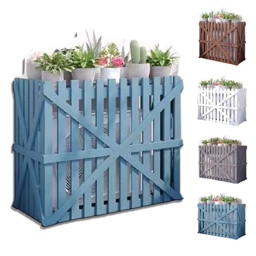 Zaunabdeckung für Klimaanlagen aus Holz, Kondensator-Versteck für Klimaanlagen, Heizkörperschutz, wetterfest, Außenregal (Blau, 84,8 x 39,9 x 80...