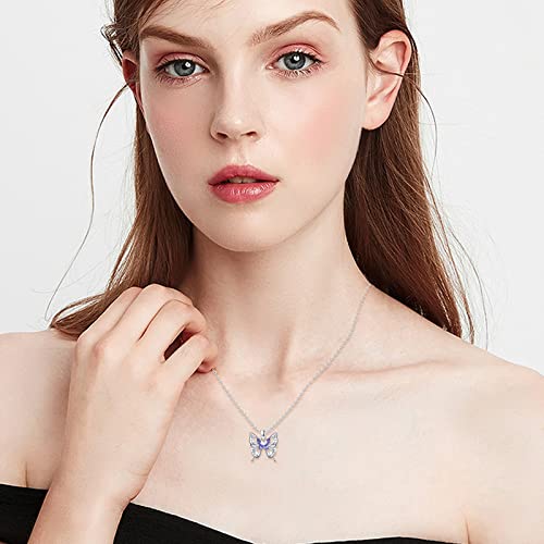 Aoveao Butterfly Jewelry,Butterfly Necklace 925 Sterling Silver Butterfly Withcrystal, Butterfly Jewelry Birthday Gifts For Butterfly Lovers Women Girls (Purple) #TOP2