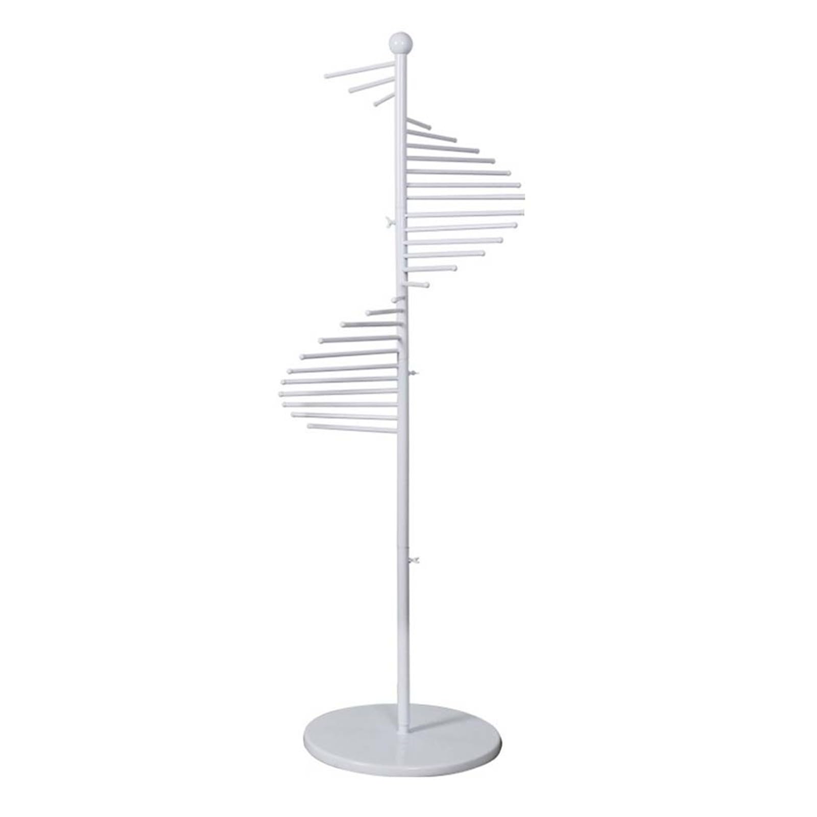 Soporte de Bufandas en Espiral Independiente, estantes de Metal para Bufandas, Soporte para Hijab para Tiendas de Ropa, Uso Comercial y doméstico, estantes Que,White-S(150CM)