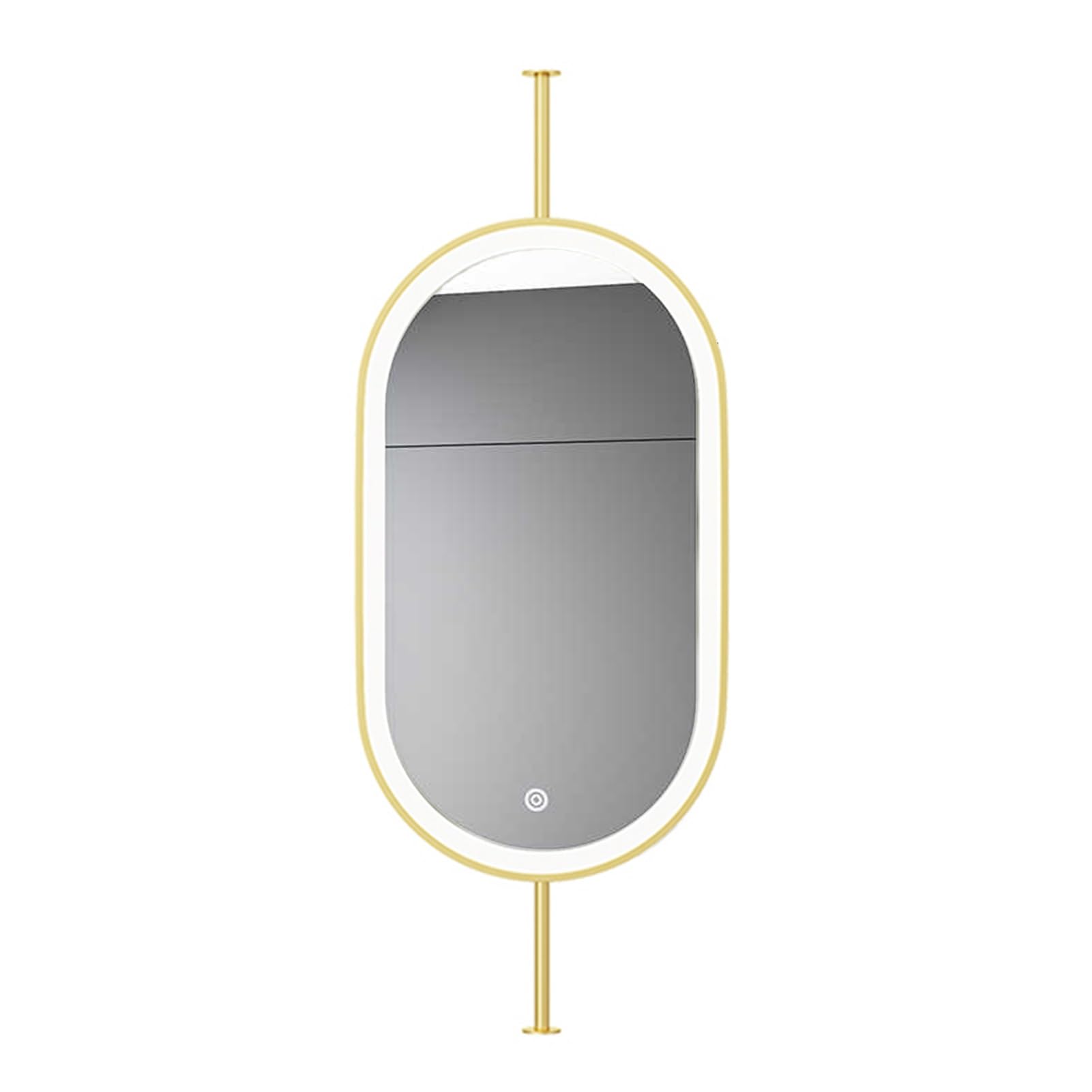 SBCGFY Ceiling Hanging Mirror,Front Luminous Vertical Hanging Mirror,Iron Floating Makeup Vanity Mirror,for Entryway Bathroom Home,Boom Can be Customized(Gold 90L x 60W cm)