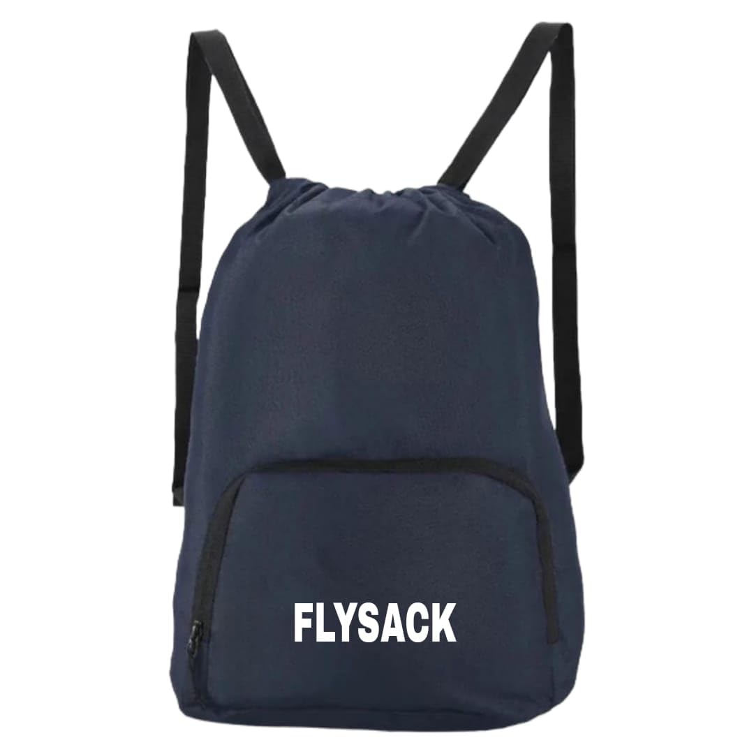 Drawstring Backpack, Royal Blue with Black Straps, Lightweight Sports Gym Bag with Front Zipper Pocket-image-31