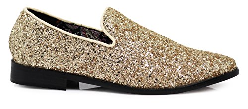 Image of SPK04 Men's Vintage Glitter Dress Loafers Slip On Shoes Classic Tuxedo Dress Shoes