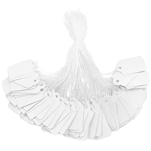200 Pcs White Tags Price Tags Price Labels Display Tags With String Marking Strung Tags Writable Tags Display Label For Product Jewelry Clothing Tags, 23 X 13 Mm #TOP1