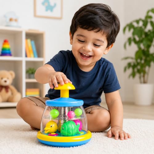 Image of Mommers Spinner Toy for Babies & Toddlers - Press and Spin Toy for Kids 1 to 5 Years - Table & Window Toys for Toddler Boys and Girls - Fine Motor Skill Development - Age 1+ Years