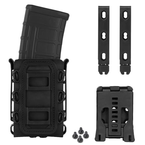Tactical Cronex 5.56mm Magazine Pouch 7.62mm with MOLLE Clip and Belt Clip Universal Open Top Mag Carrier (BK)