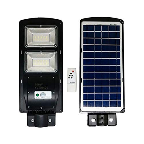 Luminaria Solar Poste Com Suporte Placa Completa LED 100W Sensor Controle Jardim Rua