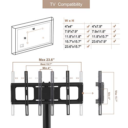 Mobile Tv Stand With Lockable Wheels For 32-65 Inch Tv, Tv Stand Black Height And Angle Adjustable Multi-Function Tempered Glass Metal Frame Floor Tv Stand. #TOP3