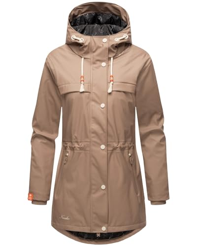 Navahoo Damen Regenmantel Teddyfutter Regenjacke mit Kapuze...