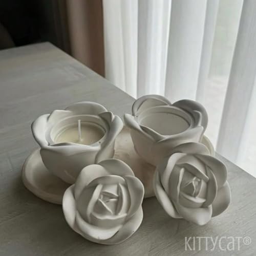 Image of Kitty Cat Aesthetic Soy Wax Scented Candles | Reusable Concrete Sea Shell Jars | Vanilla Aroma | 12+ Hours Burn Time | Perfect Home Decor for Bedroom, Office & Hostel (Eternal Bloom Candle)