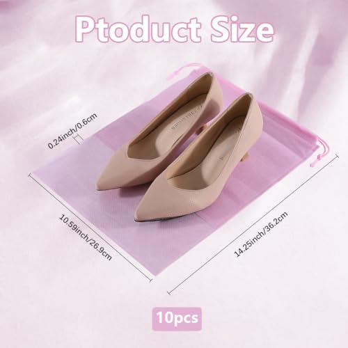 Bolsas de zapatos portátiles de tela no tejida rosa de 14.3 x 10.6 pulgadas, 10 piezas 3