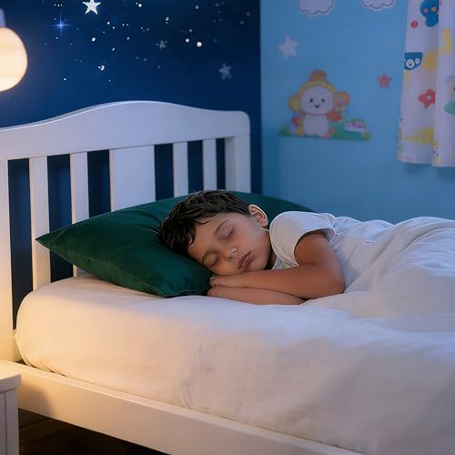 Image of NTBAY 2 Pack Pillows with Pillowcases, Soft Cotton Down Alternative 13x18 with Microfiber Zippered Pillowcases for Sleeping in Crib Bed - Machine Washable - Breathable Travel Pillow, Dark Green