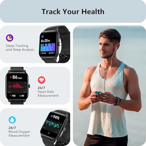 Tensky Smart Watch for Men Android & iPhone, Alexa Built-in, 1.8" Fitness Tracker with Answer/Make Call, IP68 Waterproof/SpO2/Heart Rate/Sleep/Monitor, Activity Tracker for 100+Sport Modes4