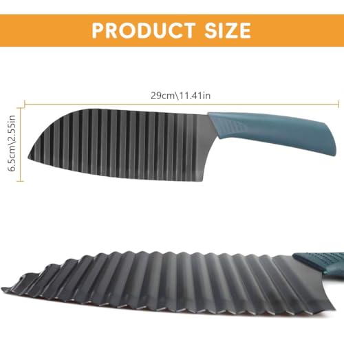 Image of Crinkle Cutter Knife - Stainless Steel Wavy Blade for Potatoes, Carrots, Cucumbers, Fruits & Vegetables - Crinkle Cut Fry Cutter for Kids & Meal Prep