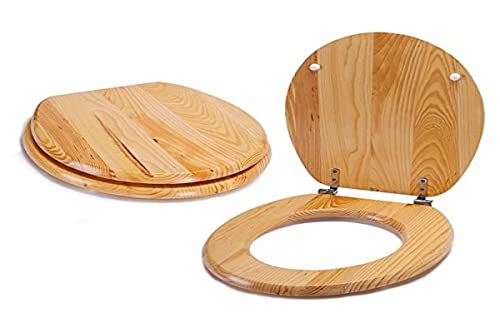 MSV - Abattant WC en Pin - Charnières Métalliques - Compatible avec WC Standard - Facile à Installer - Résistant à l'Humidité - Facile à Nettoyer -...