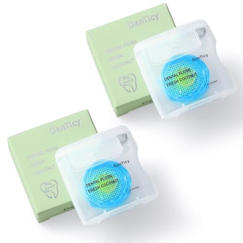 DanTicy Hilo dental tejido con infusión de aceite de coco, limpieza profunda, hilo natural encerado vegetal, limpieza extra ancha y se desliza suave y fácilmente, sin PFAS | sabor a coco (33 yardas x