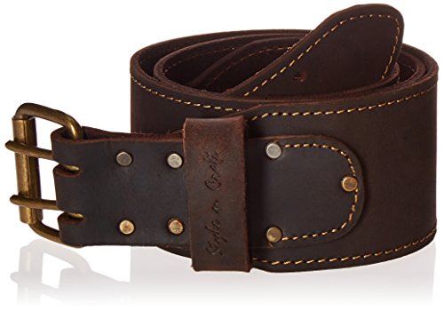 Style n Craft 74055 3" Wide Long Tapered Work Belt in Heavy Top Grain Oiled Leather, Dark Brown