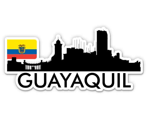 Guayanquil Ecuador City Skyline Country Flag - Vinyl Sticker - Large Size (12" Wide)