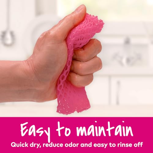 Image of Scotch-Brite Non-Scratch Mesh Net Scrubber for Dishes & Cookware | Quick-Dry 3-Ply Durable Cleaning Mesh | Safe for Non-Stick Pans & Kitchen Surfaces | Color May Vary (Pink /Yellow),1 Unit
