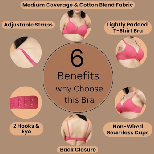 Image of Floret Women's Convertible-Straps T-Shirt Bra Lightly Padded & Non-Wired Medium Coverage Bra