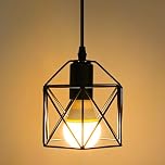 Black Ceiling Light Wire Basket Metal Basket Pendant Lighting Ceiling Light Shade, Ceiling Fitting Light & Industrial Style Light for Indoor Pendant Light Shade lamp Shade (Hexagonal Column)