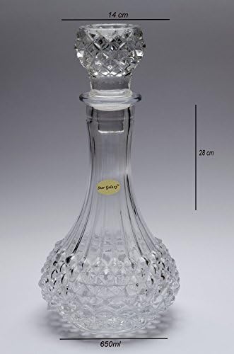 Star Galaxy, Crystalline Design Double Old Fashioned Whiskey Glass Decanter Set of 7 pcs (1 Decanter 650 ml + 6 pcs Glass 320 ml)