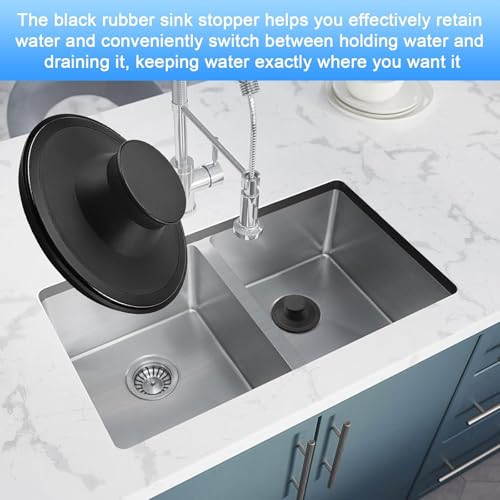 Tapones de desagüe de goma fuerte, paquete de 2 unidades, aptos para desagües estándar de 3,5 pulgadas y modelos InSinkErator STP/STPPL, para uso diario en fregaderos miniatura 5